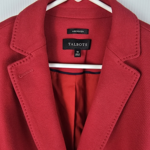 Talbots Women's Aberdeen Red Cotton Blend Blazer 2 Button Closure Size 10 Office - Picture 4 of 14